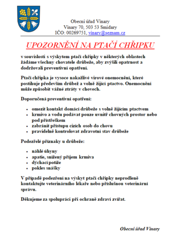 Upozornění pro občany