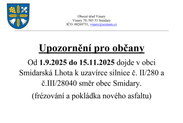 Upozornění pro občany