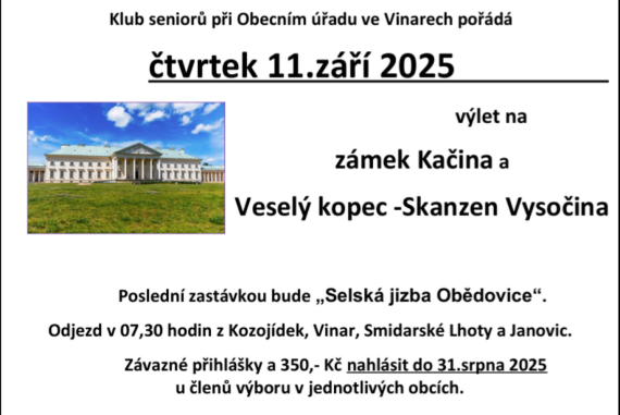 Výlet na zámek Kačina a Veselý kopec