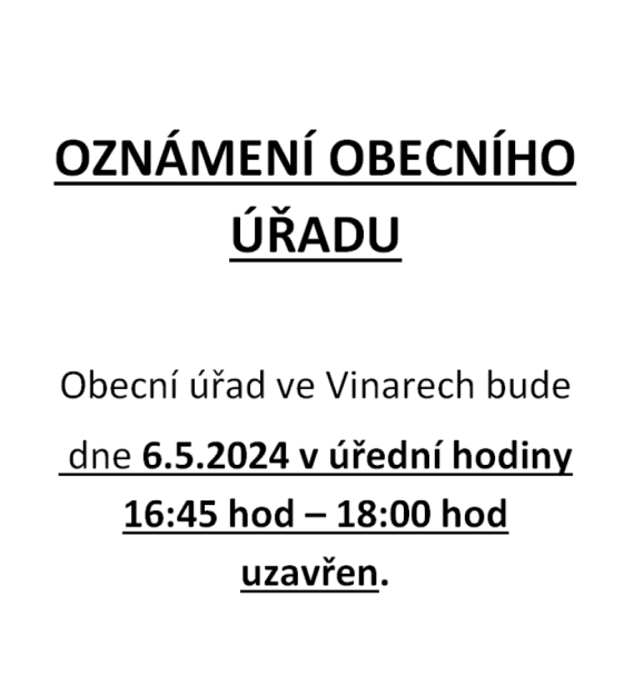 Oznámení OÚ 