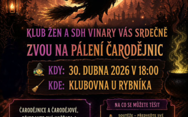 Pozvánka na pálení čarodějnic ve Vinarech
