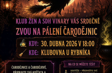 Pozvánka na pálení čarodějnic ve Vinarech