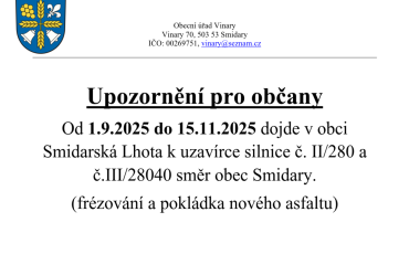 Upozornění pro občany